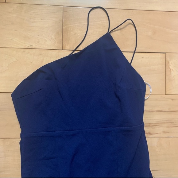 Lulus Happiest Hour Navy Blue Asymmetrical Bodycon Midi Dress Medium NEW TAG - Picture 4 of 7